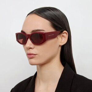 Magda Butrym Round Sunglasses in Burgundy & Silver New Womens Sunnies